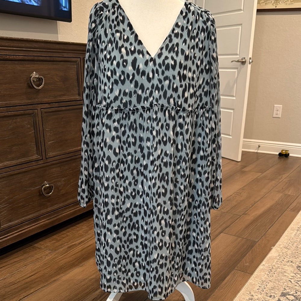LOFT Blue Leopard Print maternity Dress
